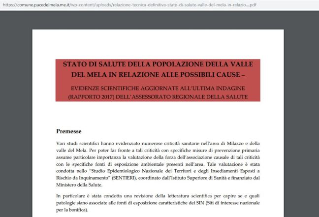 relazione pubblicata